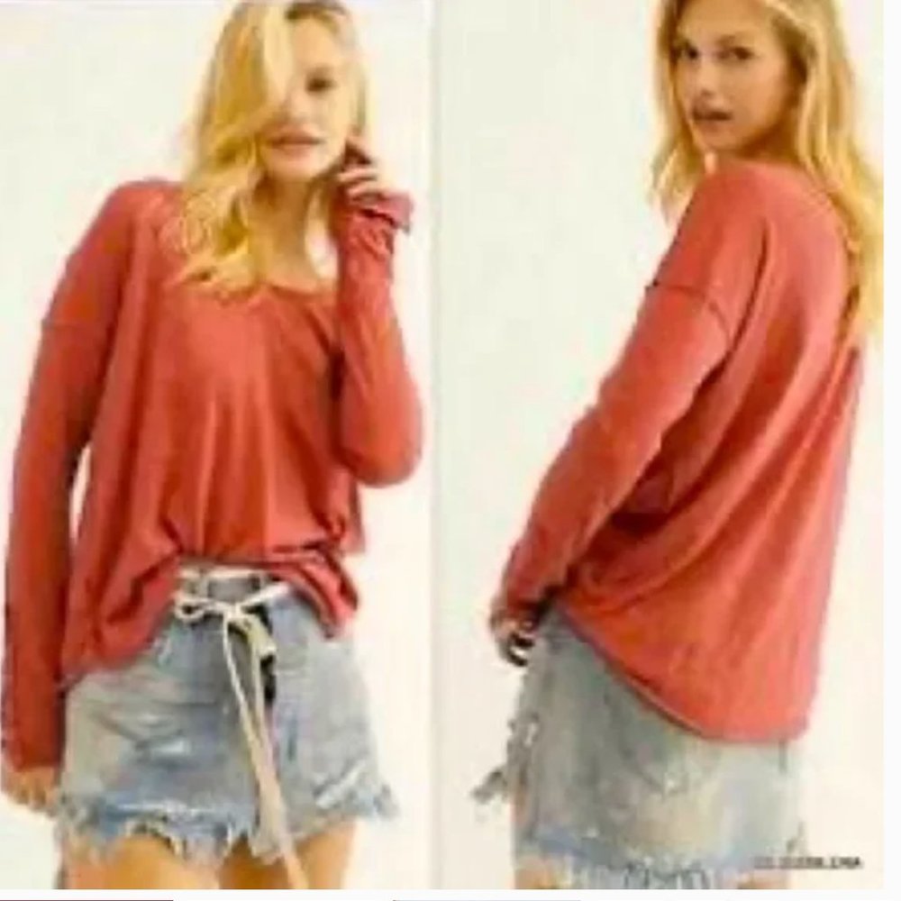 Free People Raw Hem Shirt NWOT